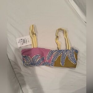 NWTs reversible Maaji Purple and Yellow Leaf Print Bikini Top